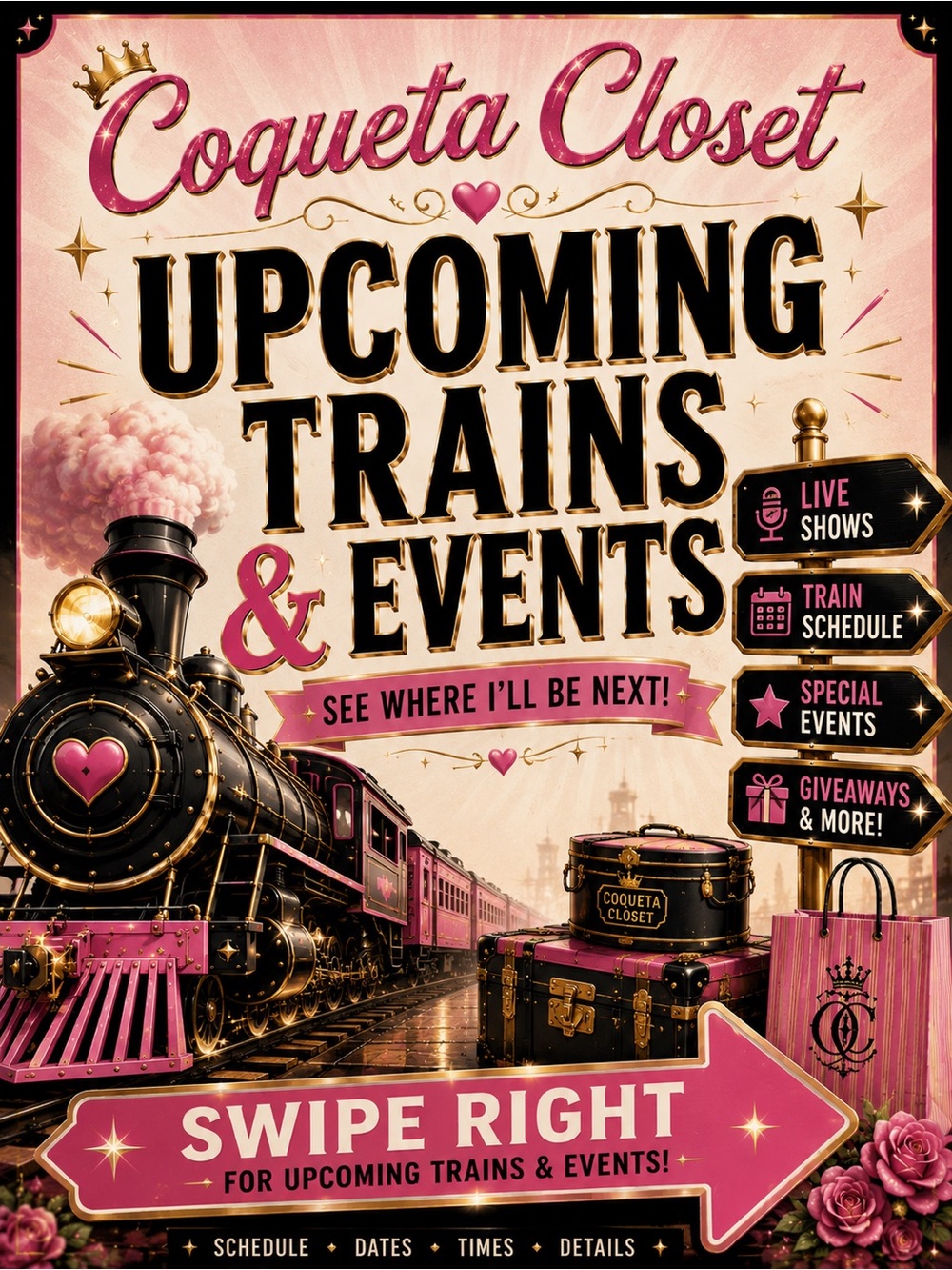 🚂 COQUETA CLOSET | UPCOMING TRAINS & EVENTS 🚂